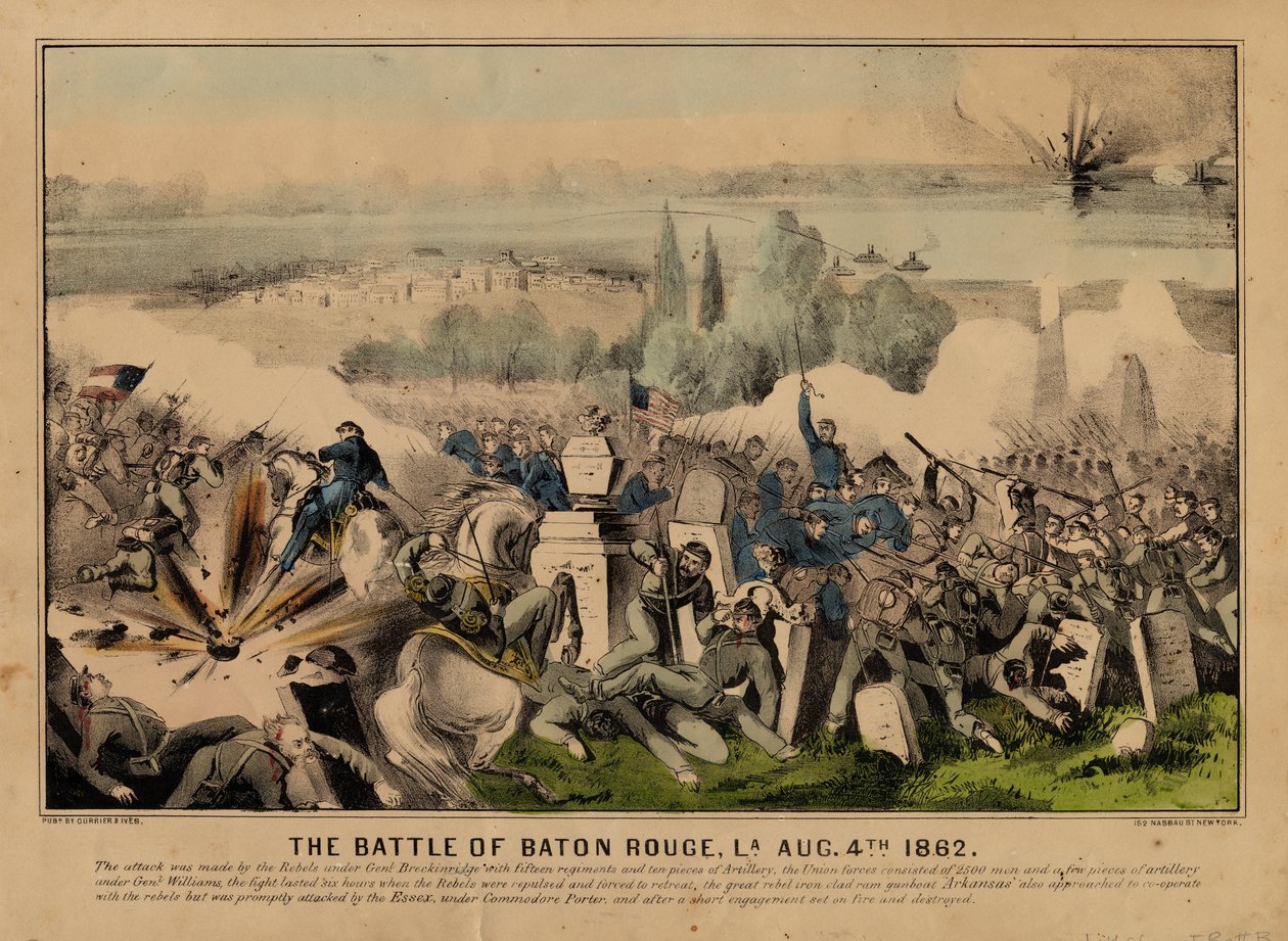Slaget ved Baton Rouge, La. 4. august 1862, pub. af Currier & Ives, ca. 1862 af American School