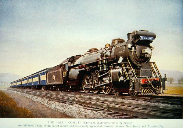 The Blue Comet-tog, ca. 1930 (farve litho) af American School