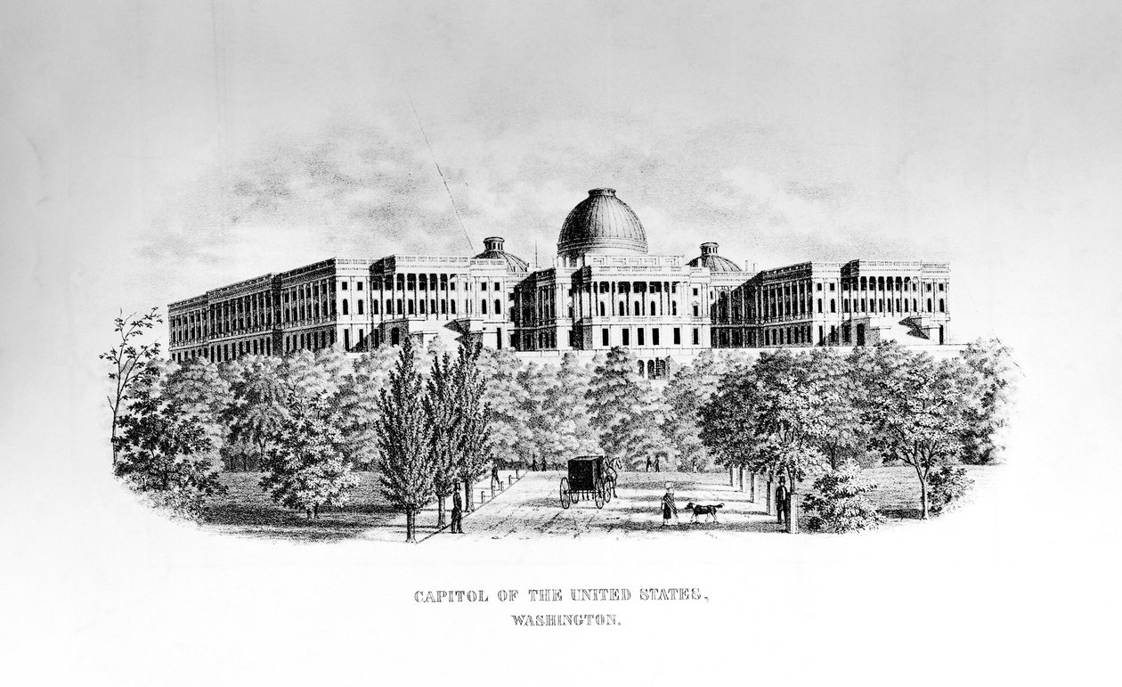 The Capitol of the United States, Washington D.C., ca. 1852 af American School