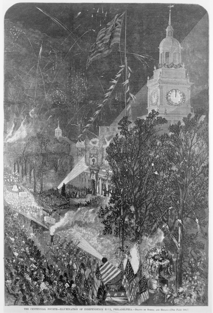 The Centennial Fourth: Illumination of Independence Hall, Philadelphia, fra 