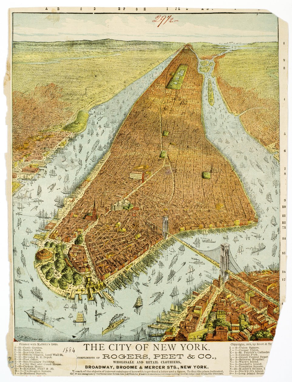 The City of New York, komplimenter fra Rogers, Peet & Co., Wholesale and Detail Clothiers, Broadway, Broome & Mercer Sts., NY. af American School