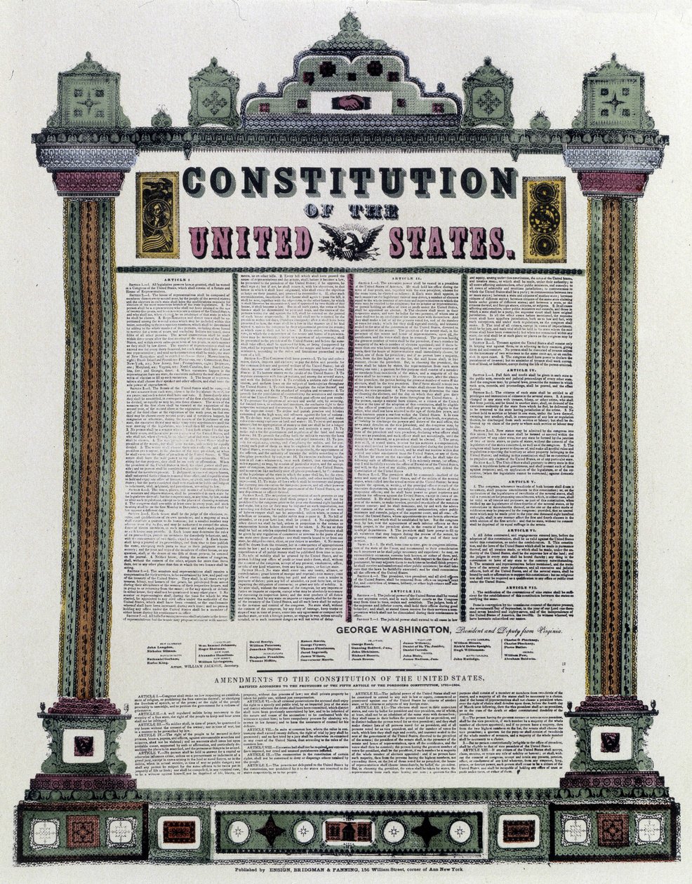 Amerikas Forenede Staters forfatning (amerikansk forfatning) underskrevet i 1787, anvendt i 1789 af American School