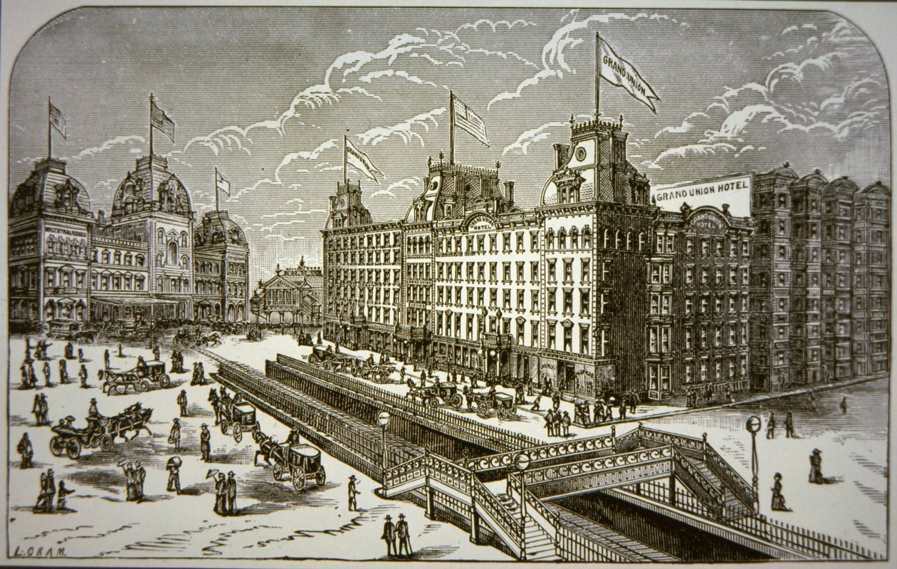 The Grand Union Hotel, New York City (litho) af American School