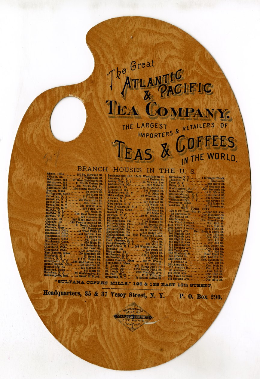 The Great Atlantic & Pacific Tea Company, de største importører og forhandlere af te og kaffe i verden, (udstanset trykt træpalet) af American School