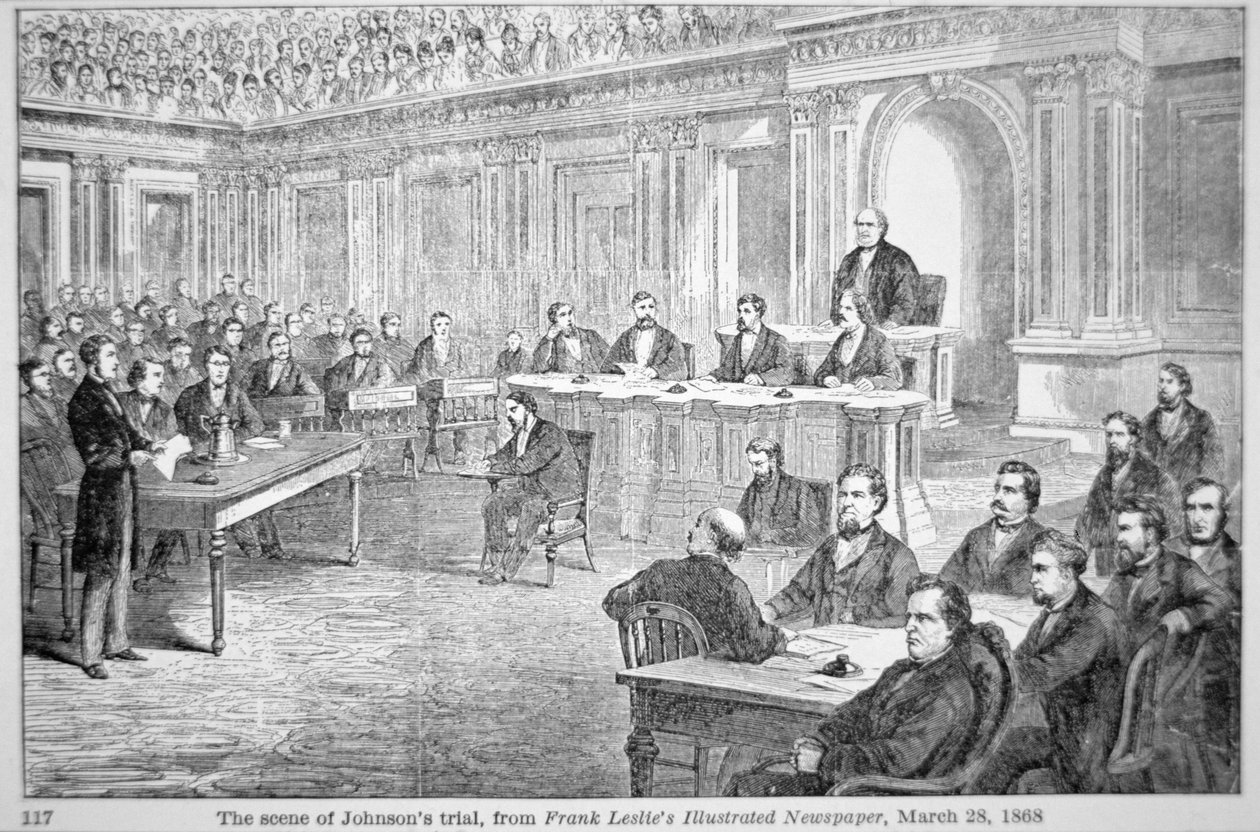 Impeachment of President Johnson i 1868, illustration fra 