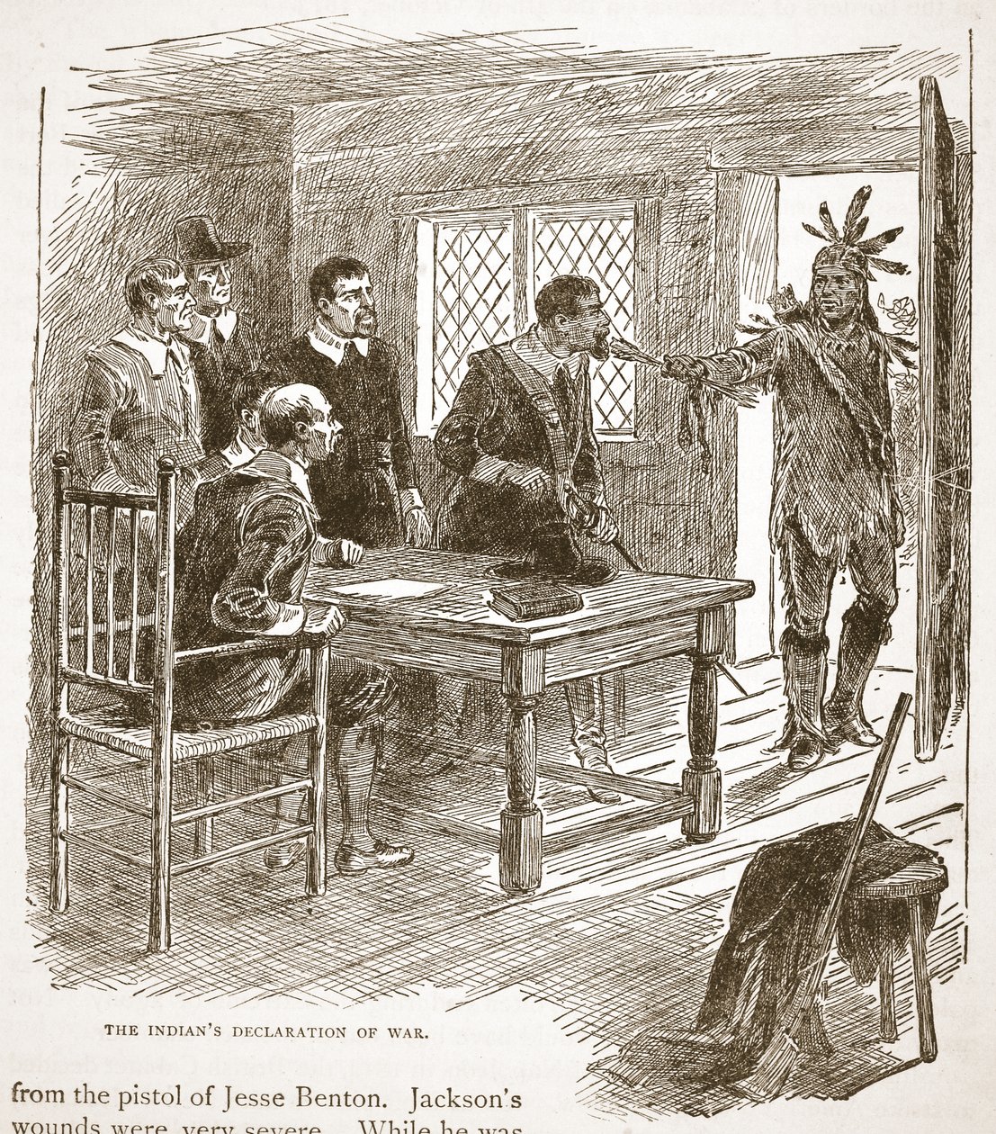 Indianernes krigserklæring, fra en bogpub. 1896 af American School