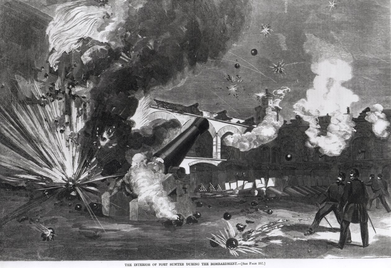 Det indre af Fort Sumter under bombardementet, 12. april 1861, fra 