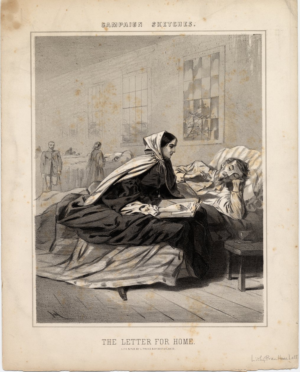 The Letter for Home, illustration fra Campaign Sketches, 1863 af American School