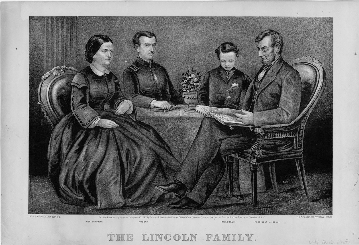 The Lincoln Family, pub. af Currier & Ives, 1867 af American School