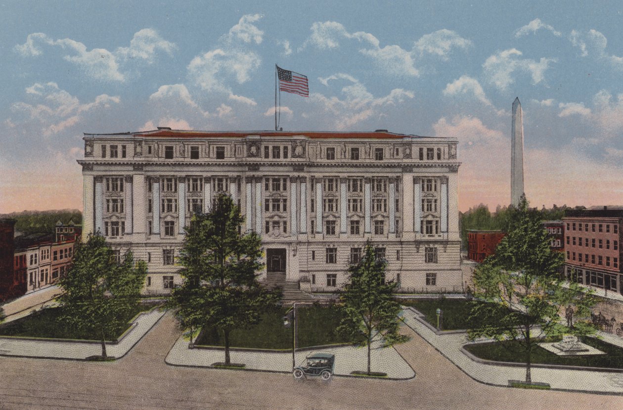 The Municipal Building, Washington DC (farvelitografi) af American School