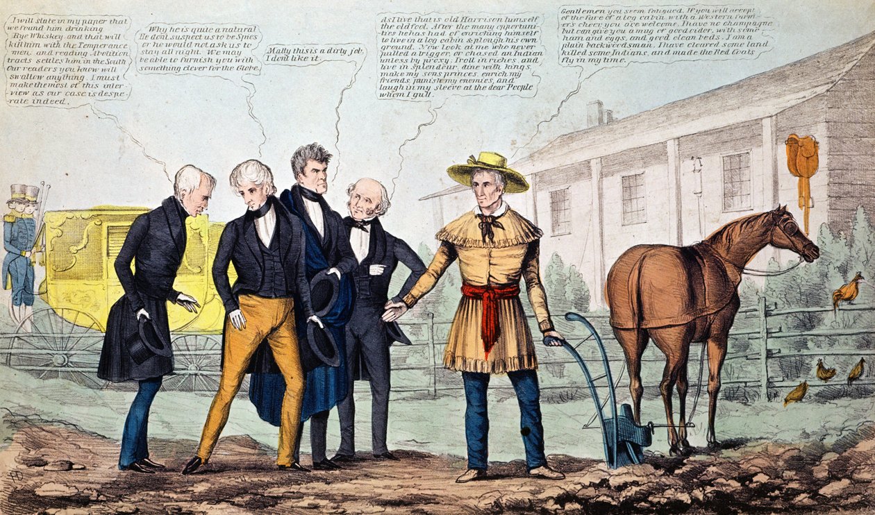 The North Bend Farmer and His Visitors, karikatur udgivet af H.R. Robinson, ca. 1840-42 af American School
