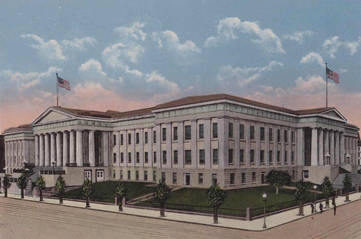 Patentkontoret, Washington DC (farvelitografi) af American School