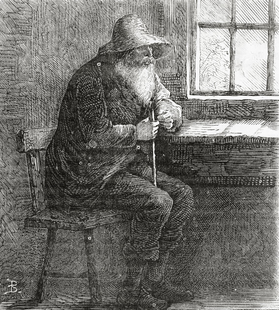 The Patriarch, illustration til en spillefilm, A Community of Outcasts, fra Appletons Journal, 23. marts 1872 af American School
