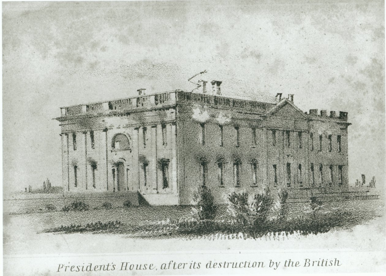 Præsidentens hus efter dets ødelæggelse af briterne, fra Wattersons 