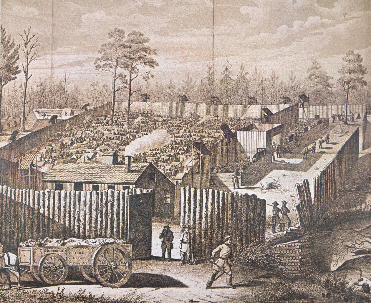 Krigsfangelejren i Andersonville (litografi) af American School