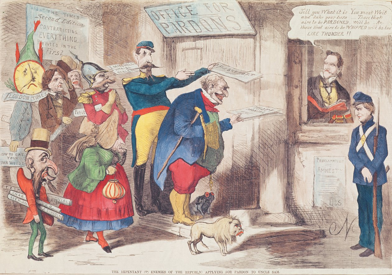 Republikkens angrende (?) fjender ansøger om benådning til onkel Sam, 1869 af American School