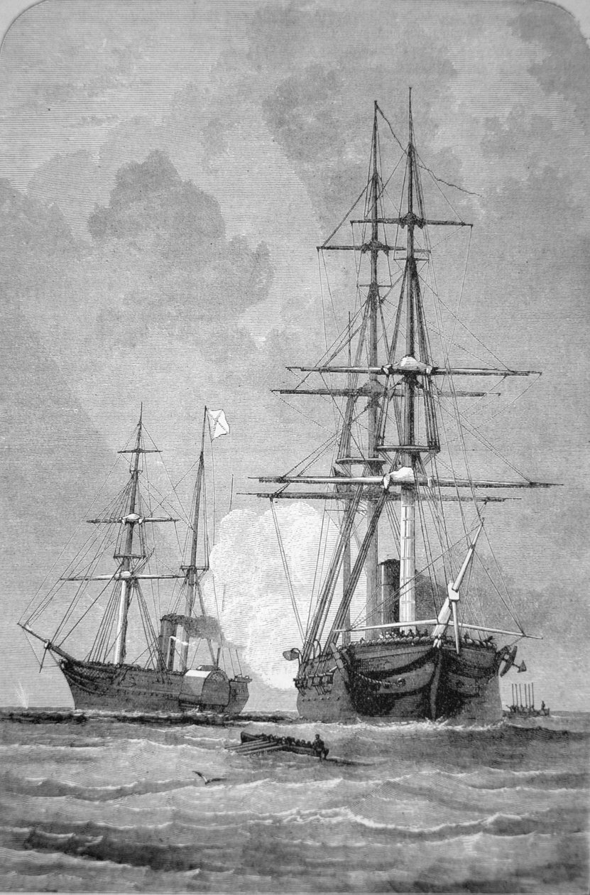 "San Jacinto" stopper "Trenten", 8. november 1861 (gravering) af American School