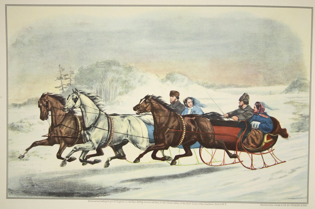 Slædevæddeløbet, pub. 1859, Currier & Ives af American School