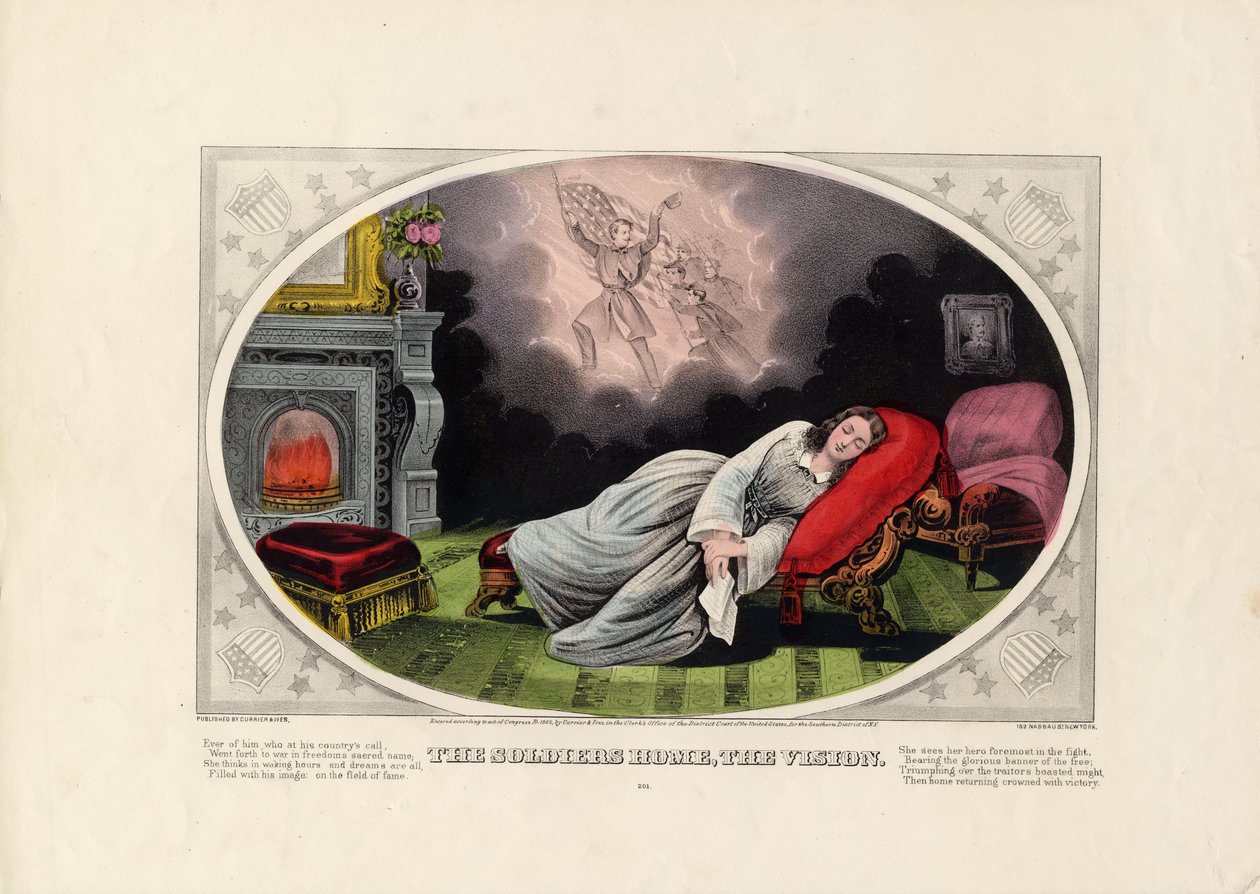 Soldaterhjemmet, The Vision, pub. af Currier & Ives, 1862 af American School