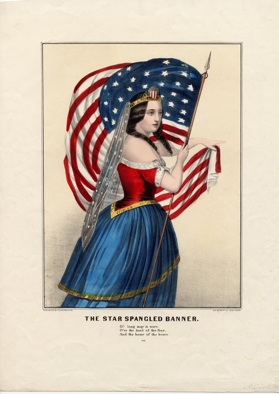 The Star Spangled Banner, pub. af Currier & Ives, ca. 1860 af American School