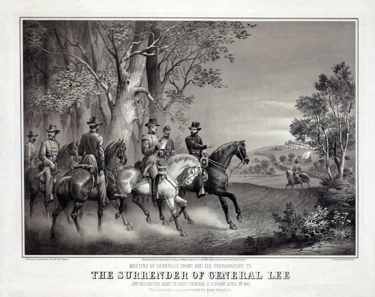 General Lees overgivelse, pub. 1866 (litografi) af American School