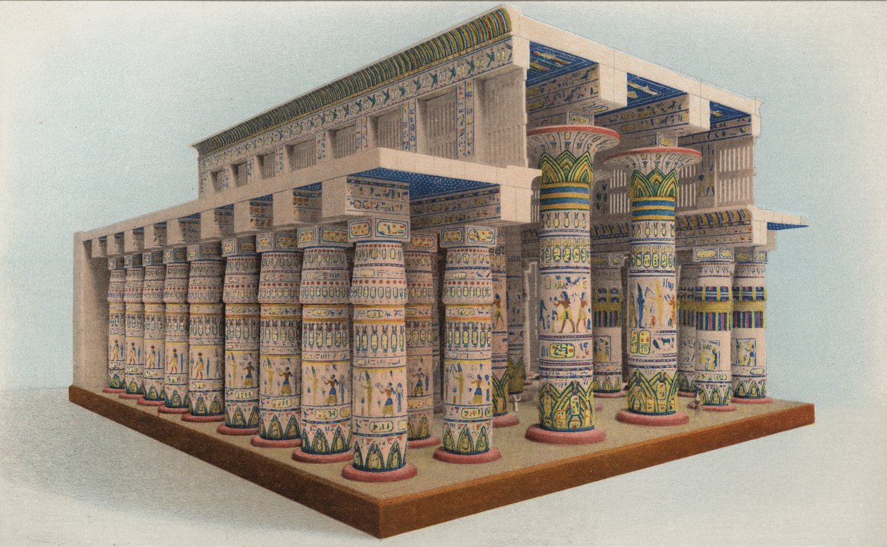 Karnak-templet, Egypten (farvelitografi) af American School