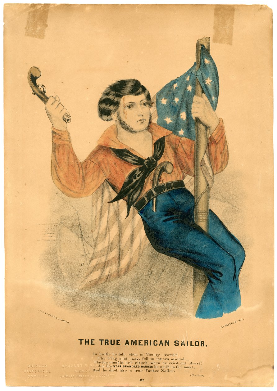 The True American Sailor, ca. 1838-56 (farve litho) af American School