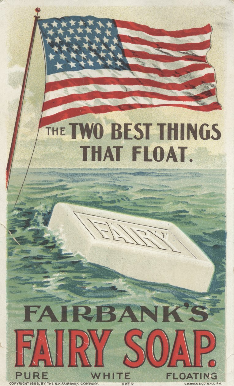 The Two Best Things That Float, reklame for Fairbanks flydende Fairy Soap, 1898 af American School