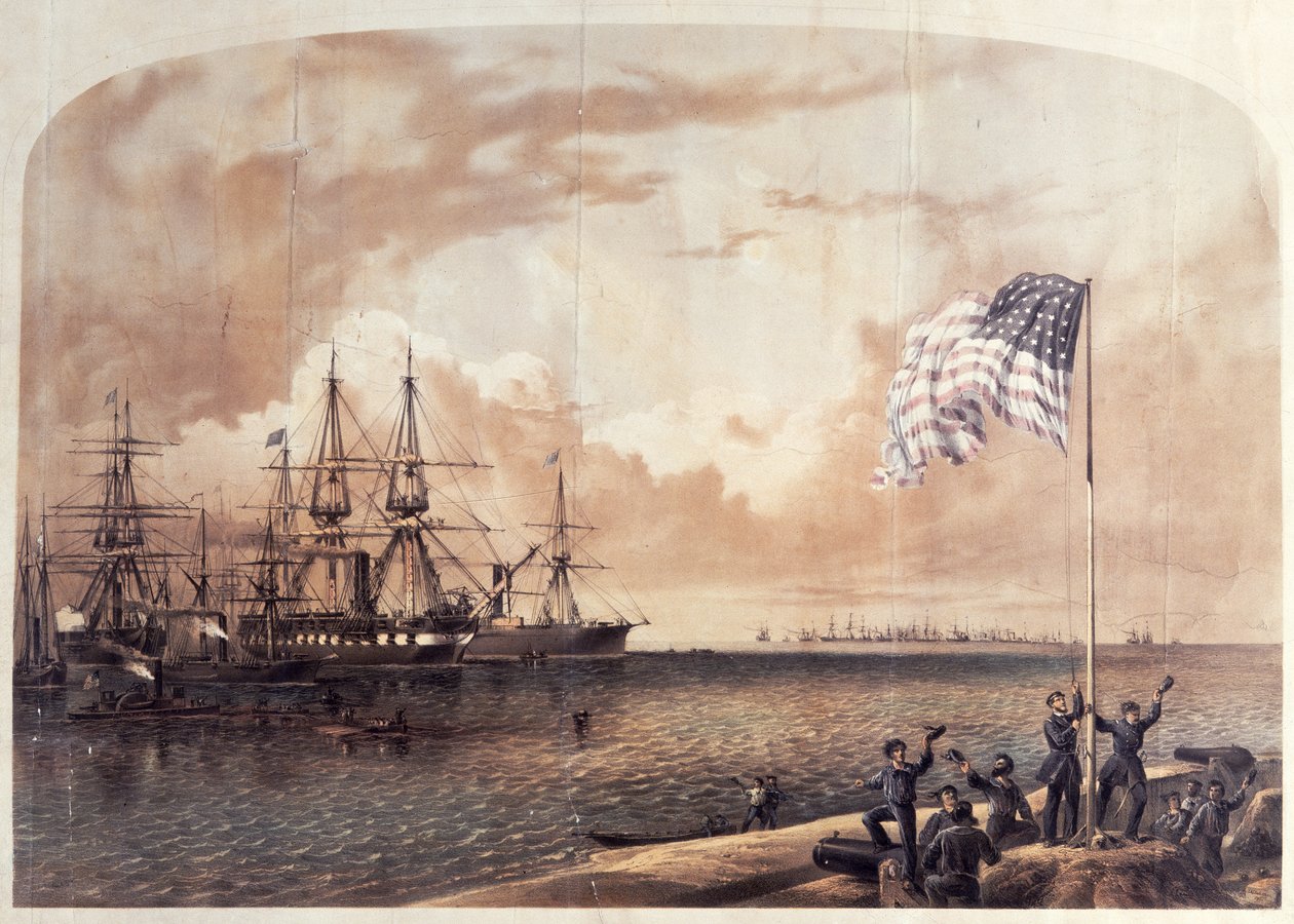 Unionssejren i Port Royal, 7. november 1861, indgraveret af Shearman og Hart, 1861 af American School