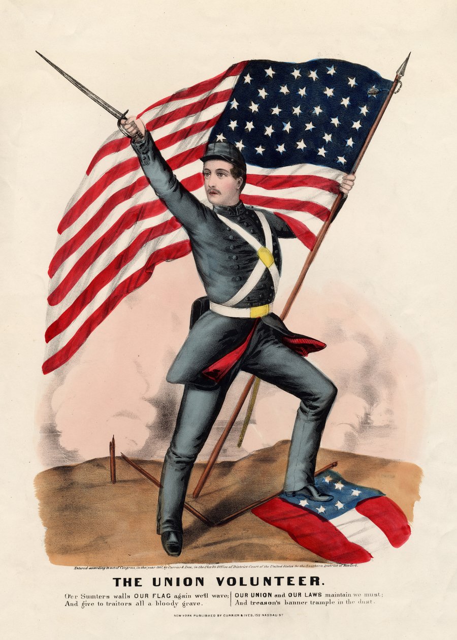 Unionens Frivillige, pub. af Currier & Ives, 1861 af American School