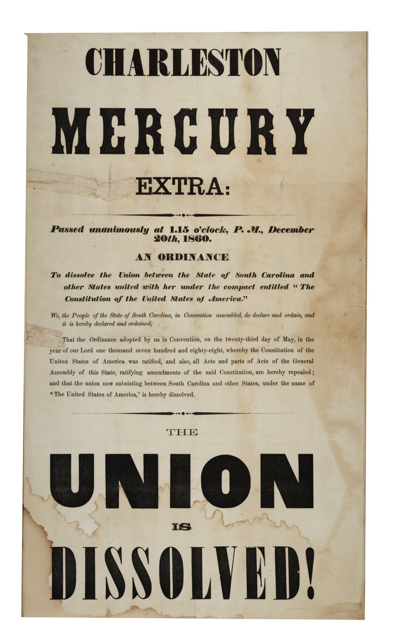 Unionen er opløst! (Charleston Mercury, ekstraudgave), 20. december 1860 af American School