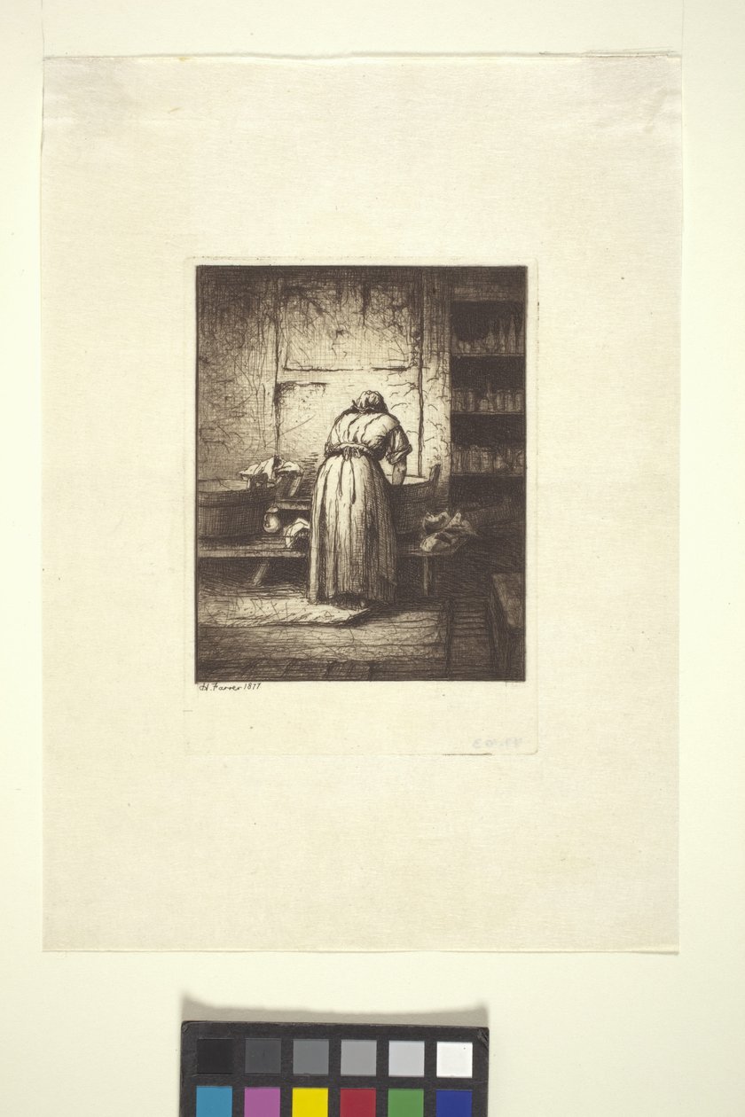 The Washerwoman (blæk, pen, blyant) af American School