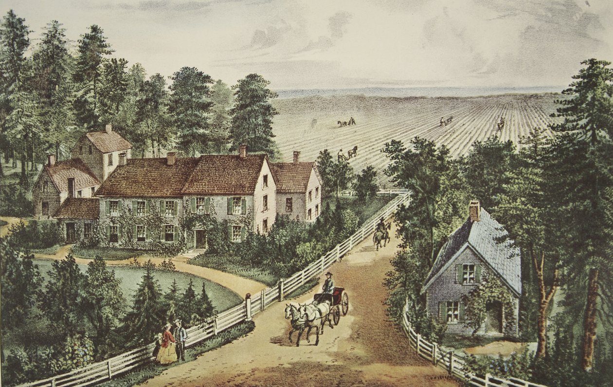 The Western Farmers Home, udg. 1871, Currier & Ives af American School