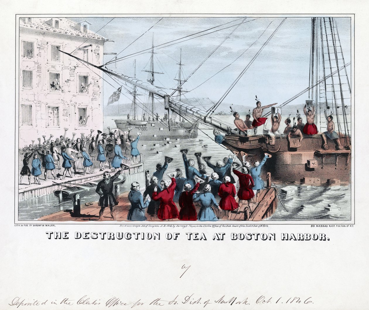 Ødelæggelsen af te i Boston Harbor, pub af American School