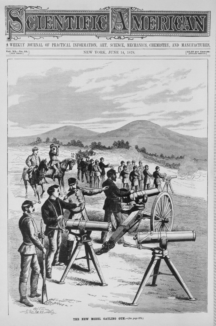 Den nye model Gatling Gun, fra Scientific American, 14. juni 1879 af American School
