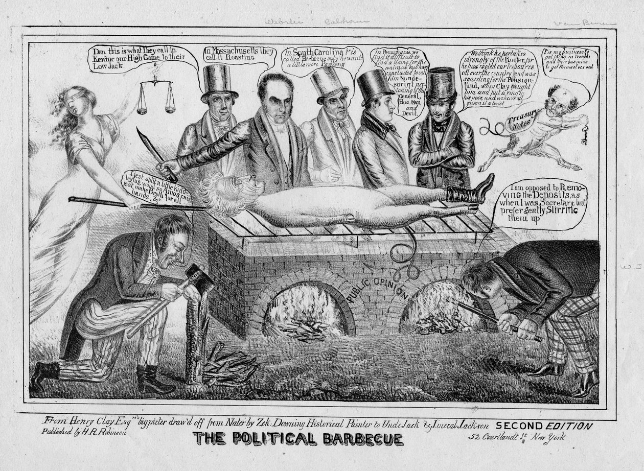 Den politiske grill, ca.1835 af American School