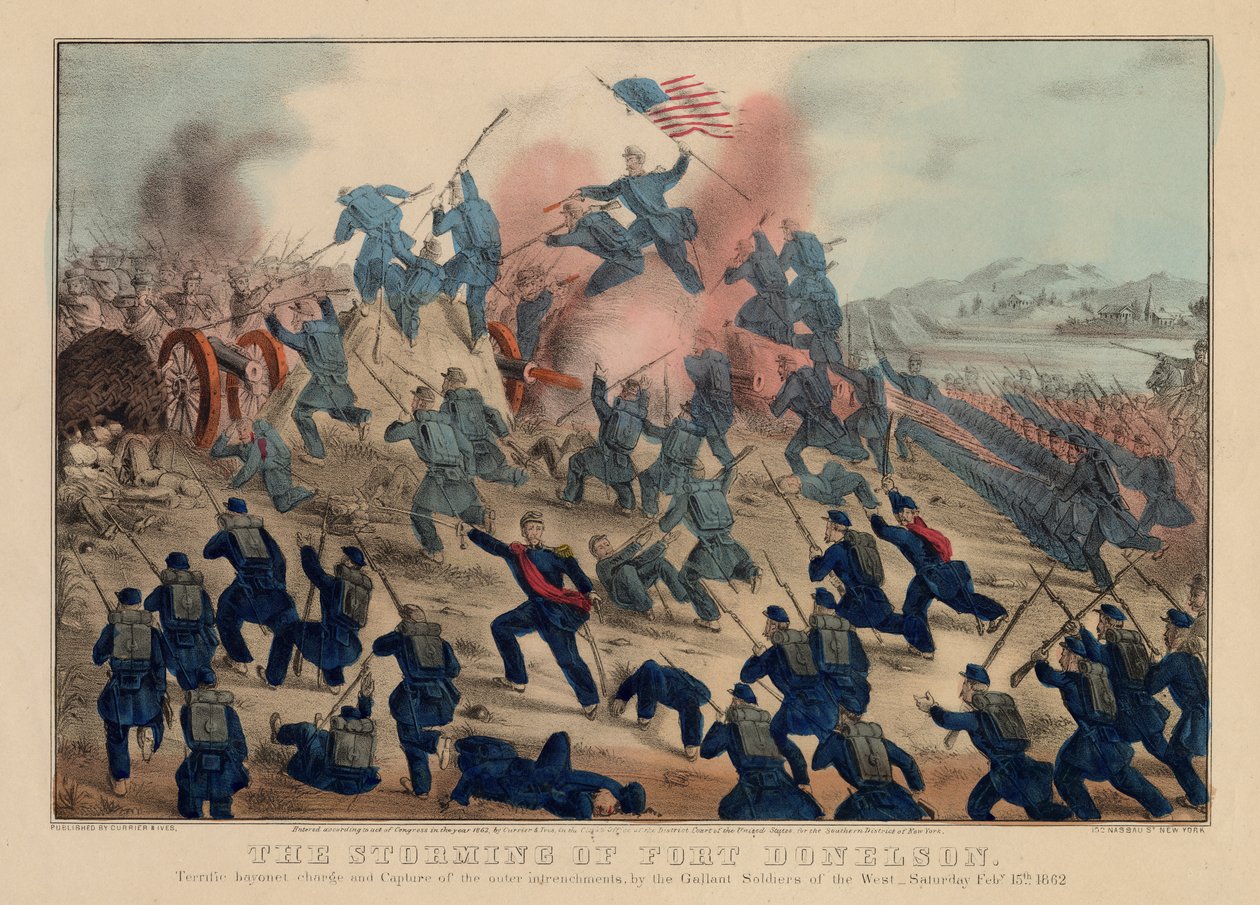 Stormen af Fort Donelson, pub. af Currier & Ives, 1862 af American School