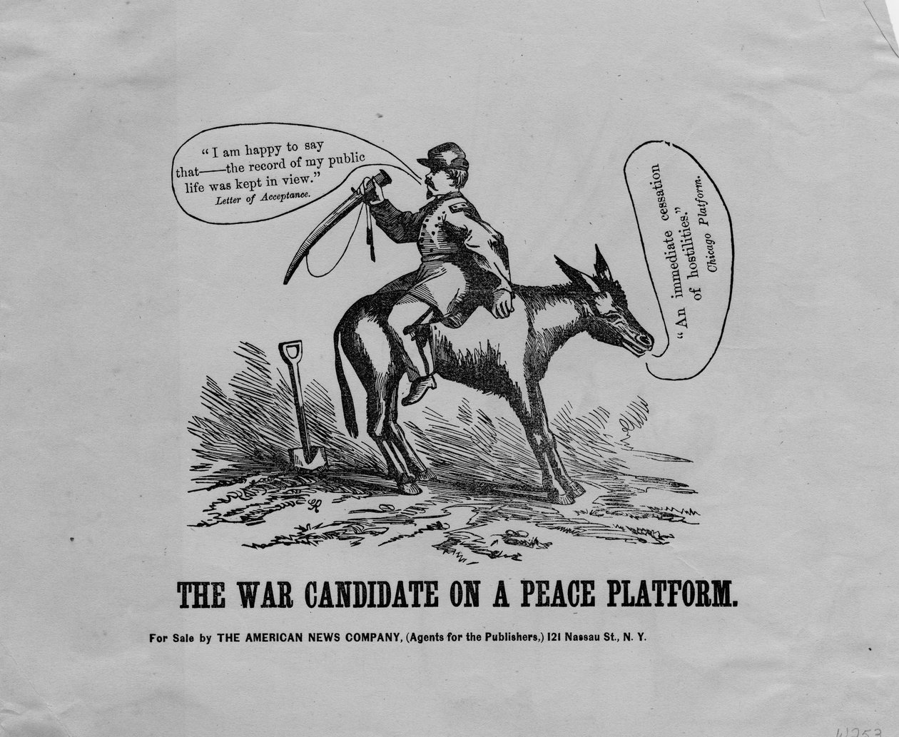 Krigskandidaten på en fredsplatform, udgivet af American News Co., New York, 1864 af American School
