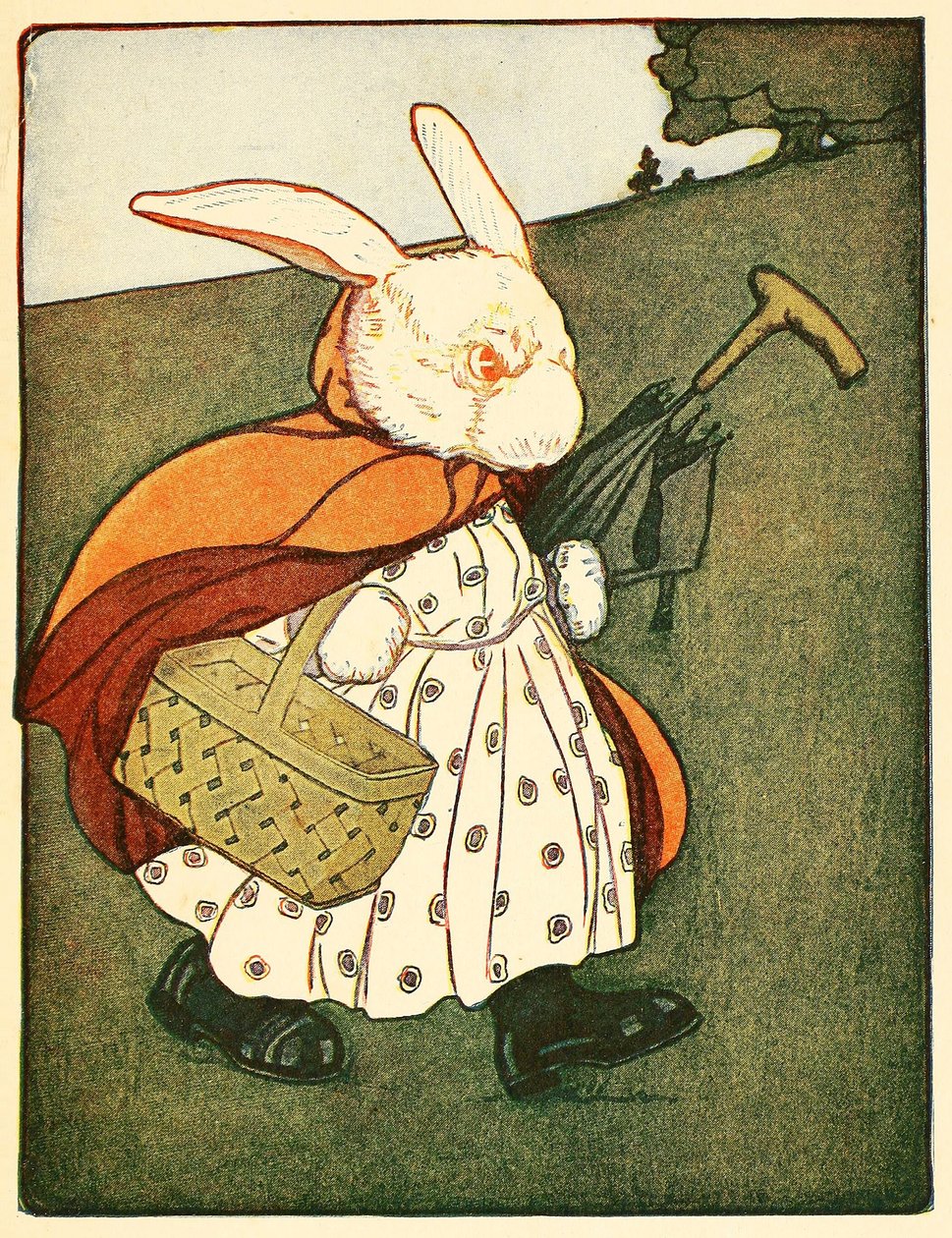 Så gik den gamle fru kanin gennem skoven til bageren, fra The Tale of Peter Rabbit, 1916. af American School