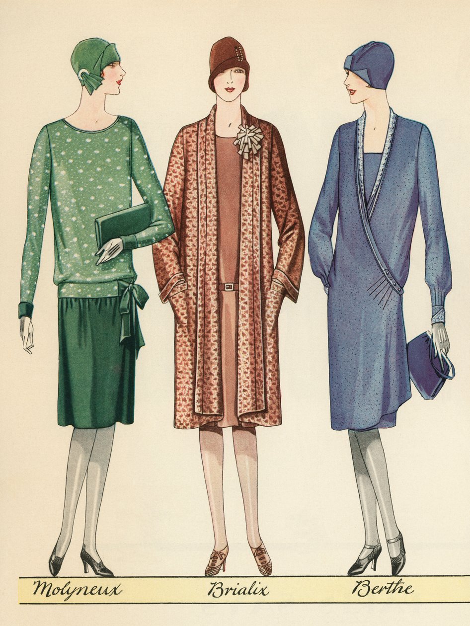 Three Flappers modellering franske designer outfits af American School