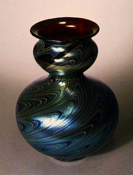 Tiffany dobbelt græskar-formet vase, New York, ca. 1890 (glas) af American School