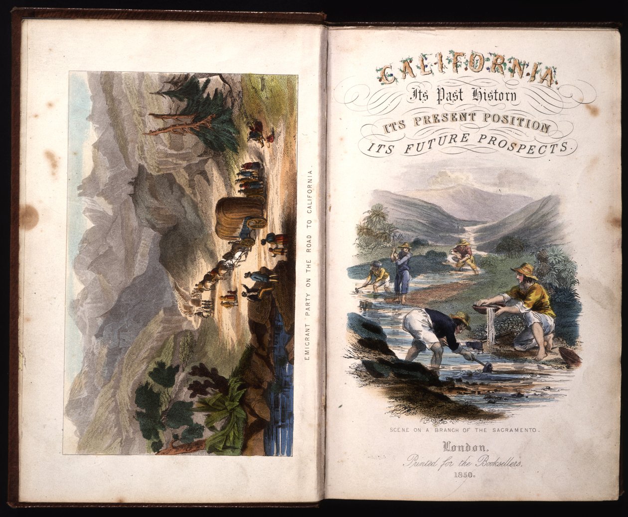 Titelblad i Californien, dets tidligere historie, dets nuværende position, dets fremtidsudsigter af G.A. Fleming, 1850 af American School
