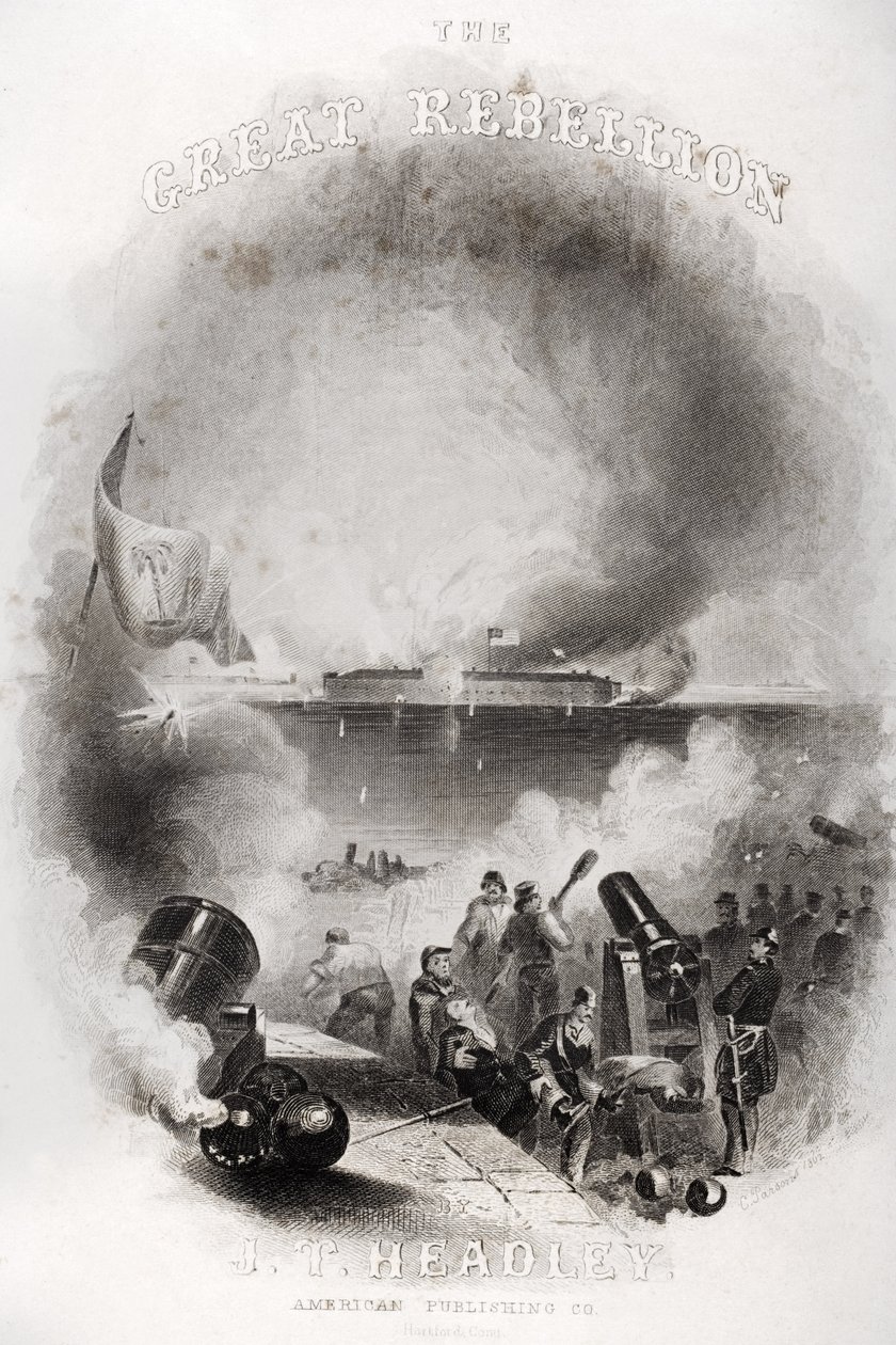 Titelsideillustration af angrebet på Fort Sumter i 1861, fra 