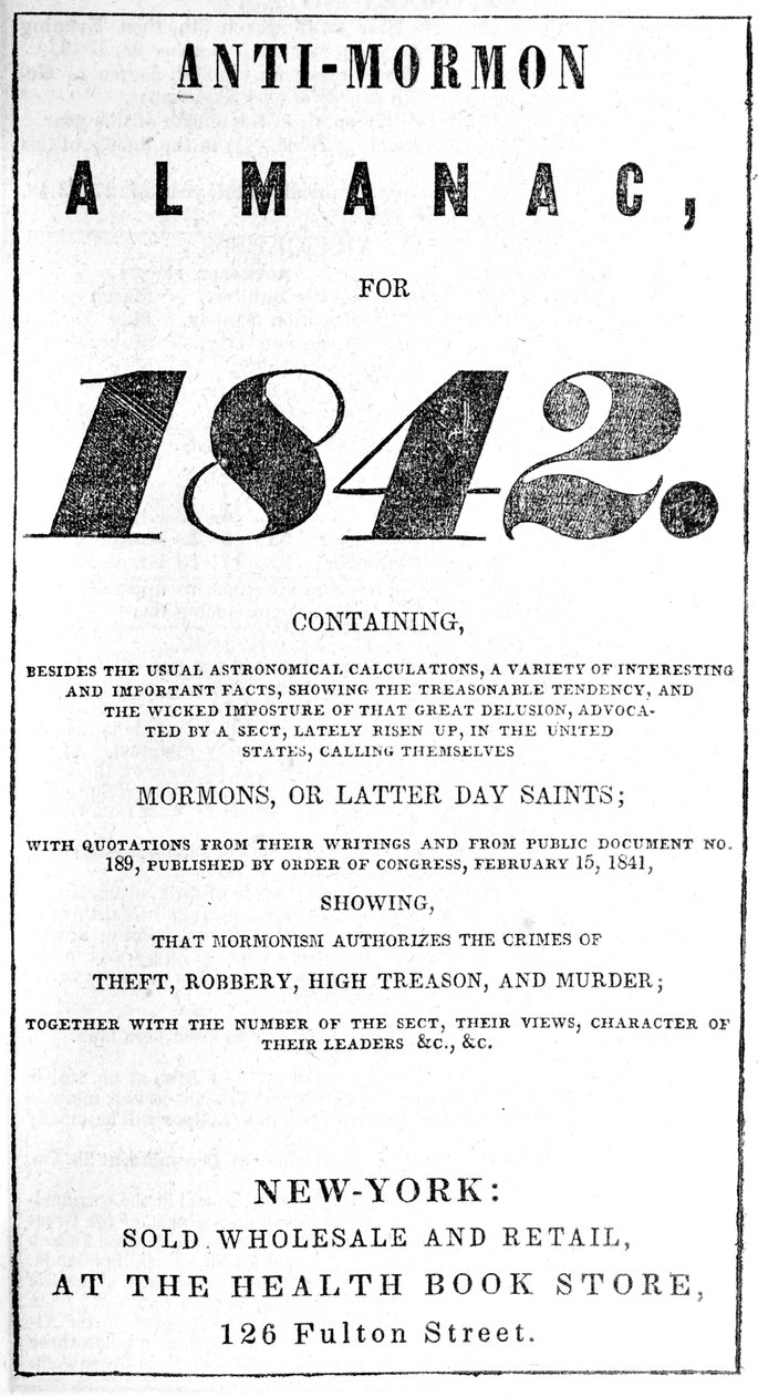 Titelside af Anti-Mormon Almanac for 1842 (print) af American School