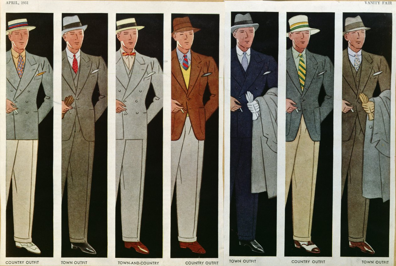Town and Country Outfits, fra Vanity Fair, april 1931 af American School