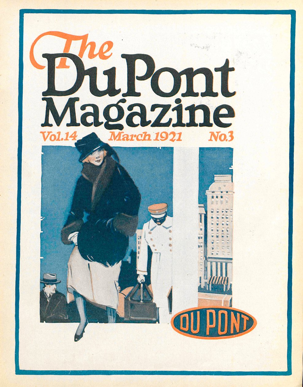 Rejsende, forside af DuPont Magazine, marts 1921 af American School