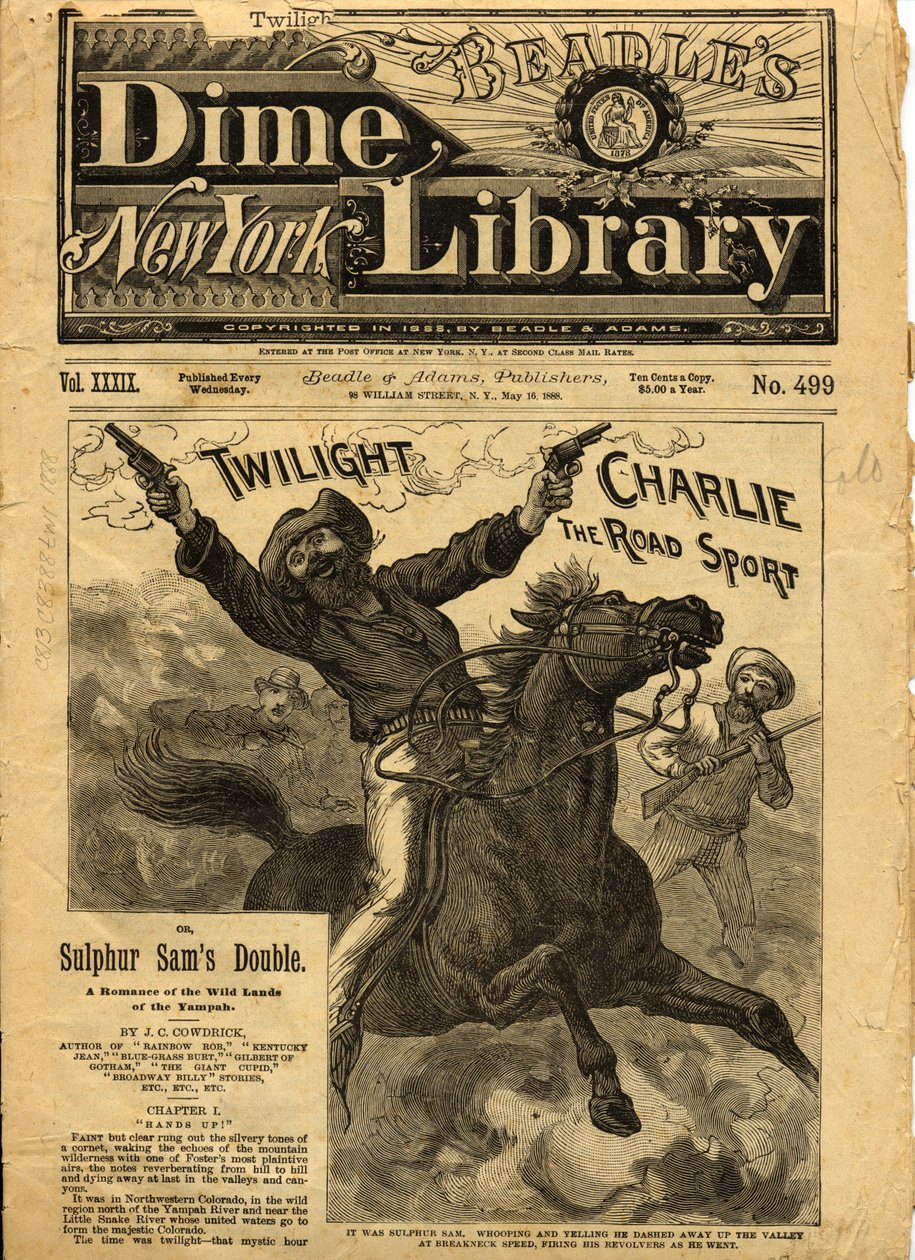 Twilight Charlie, Forside af Beadles New York Dime Novel, 1888 af American School