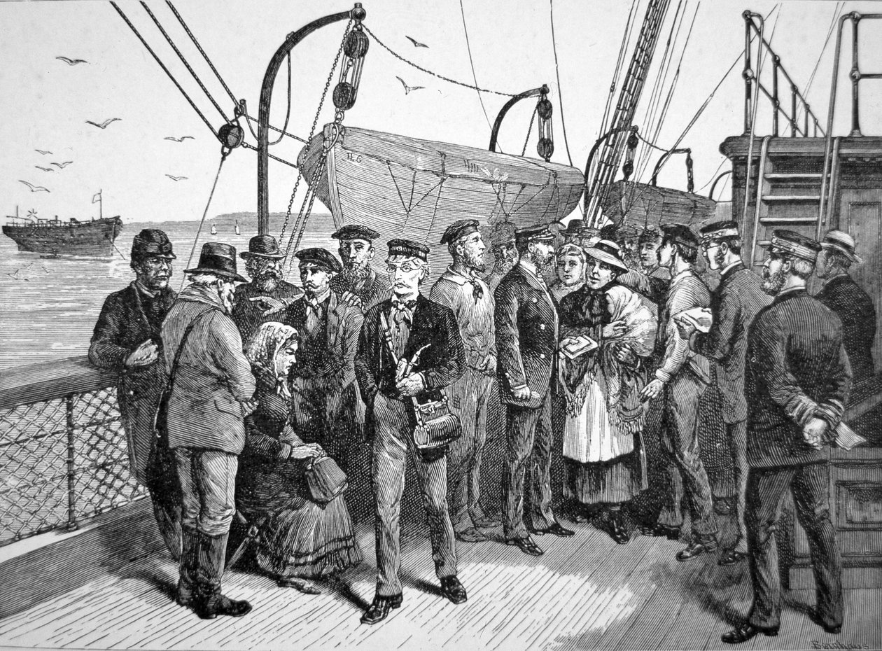 Amerikanske regerings sundhedsofficerer på et emigrantskib, Quarantine Point, New York af American School