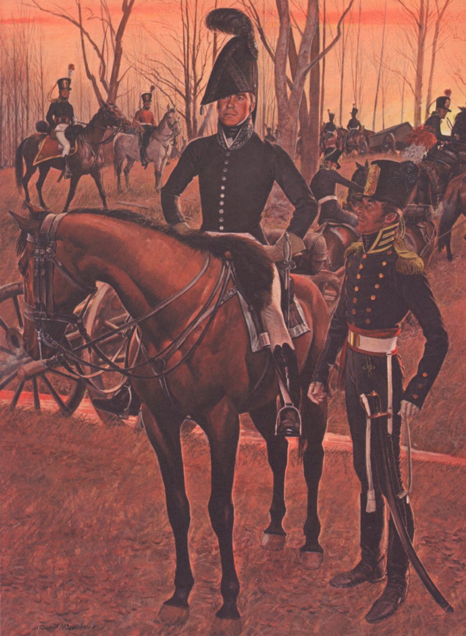 US Horse Artillery, ca. 1812 (farve litho) af American School