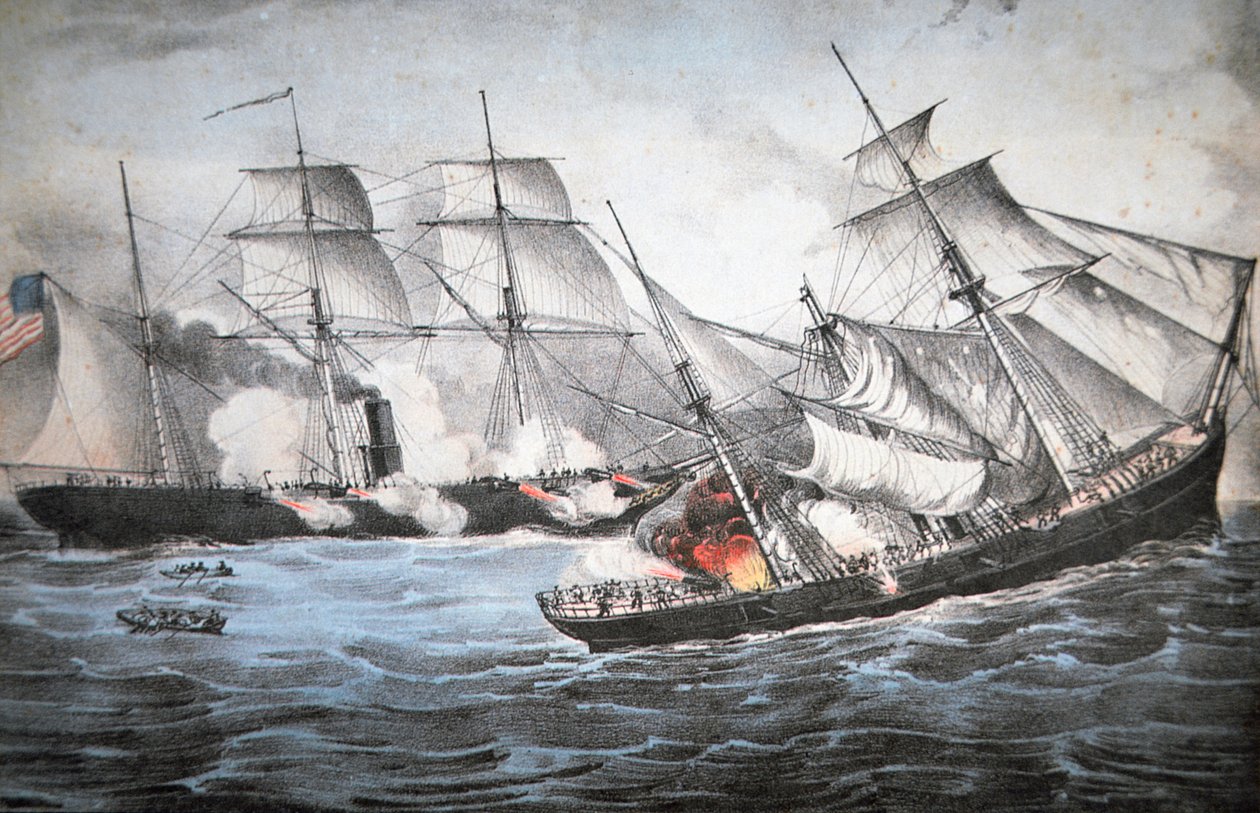 U.S. Sloop "Kearsage" sænker konfødererede Raider "Alabama" ud for Cherbourg af American School